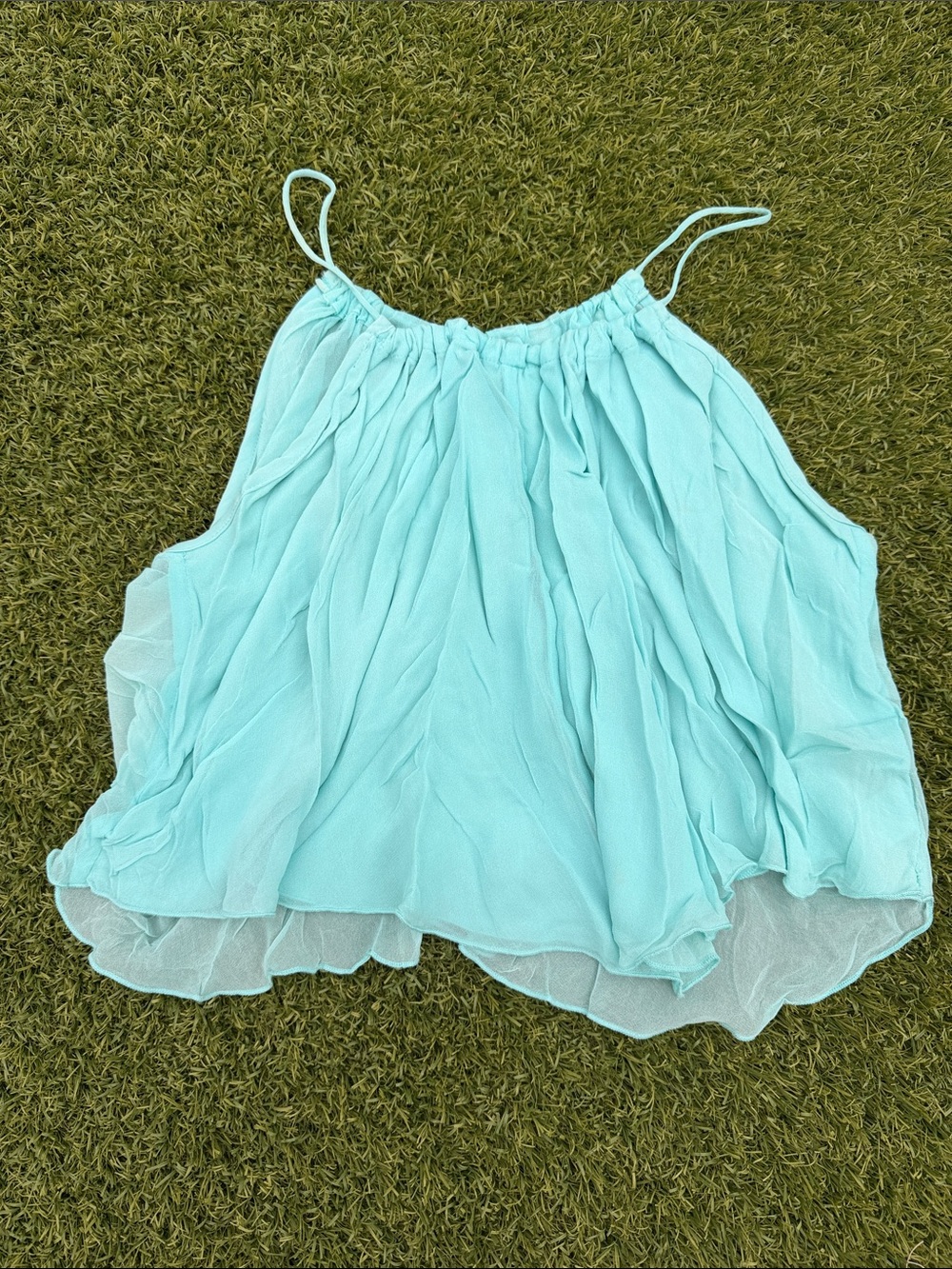 Aqua Spaghetti Strap Chiffon Camisole - Brand Unspecified